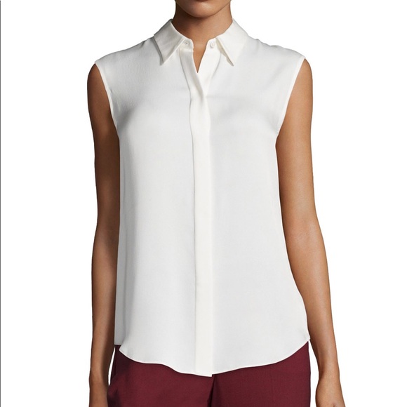 Theory Tops - Theory Silk Sleeveless Button-down